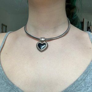 Black Heart Sterling Silver Open Closure